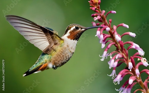 Macro closeup humming bird flora nature ai generative