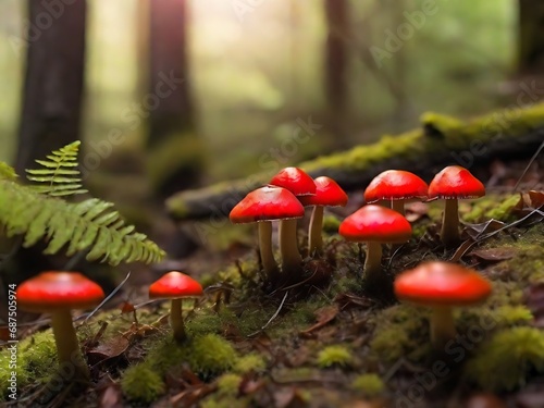 red mushroom in the forest Generative Ai