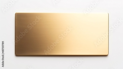 Close up shot of blank brass nameplate isolated over white background : Generative AI