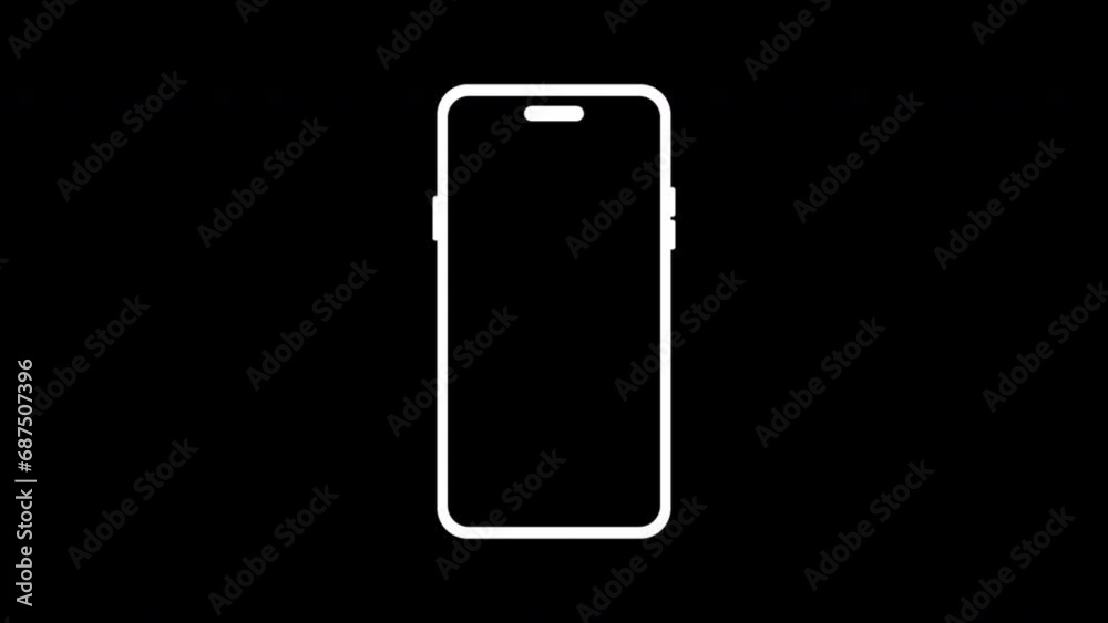 Rotate mobile phone icon animation, transparent background, alpha channel included.