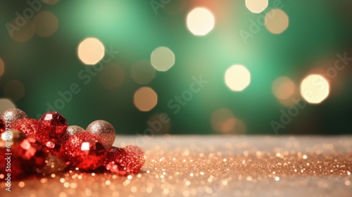 red and green bokeh Christmas background. 