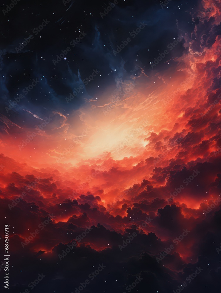 Nebula in the night sky wallpaper background. Beautiful colorful astronomical wallpaper.