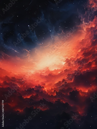 Nebula in the night sky wallpaper background. Beautiful colorful astronomical wallpaper.