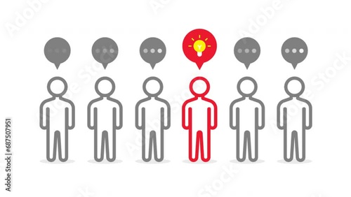 People stand out of Creative idea, concept animation, transparent background, alpha channel included.