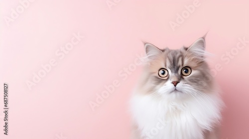 portrait of fluffy cat in minimalism style : Generative AI