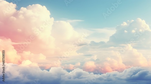 sky and soft cloud with pastel color filter and grunge texture, nature abstract background : Generative AI