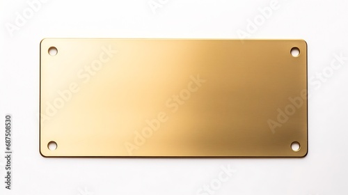 Close up shot of blank brass nameplate isolated over white background : Generative AI photo