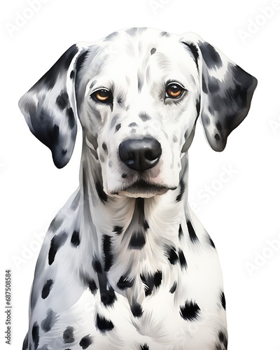 DALMATIAN watercolor portrait painting illustrated dog puppy isolated on transparent white background : Generative AI