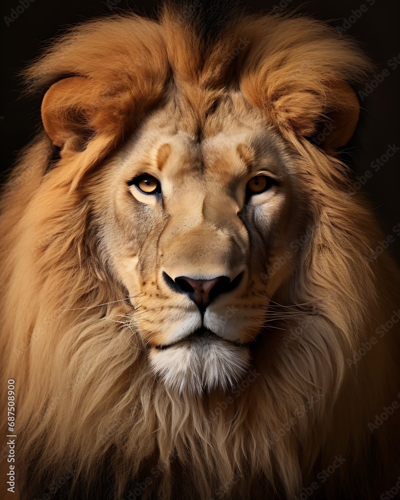 Fototapeta premium Lion Portrait on a White Background : Generative AI