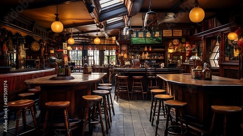 classic irish pub. generative AI illustration. photo
