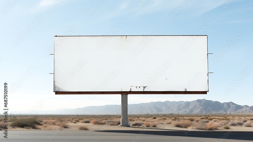 Blank billboard sign post near Las Vegas, Nevada, USA : Generative AI