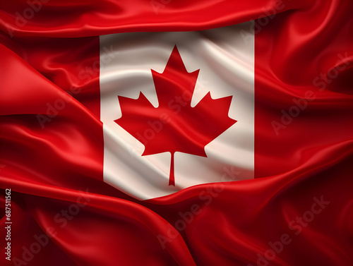 Canada national flag background, Canadian flag weaving made by silk cloth fabric, Canada background, ai generated image