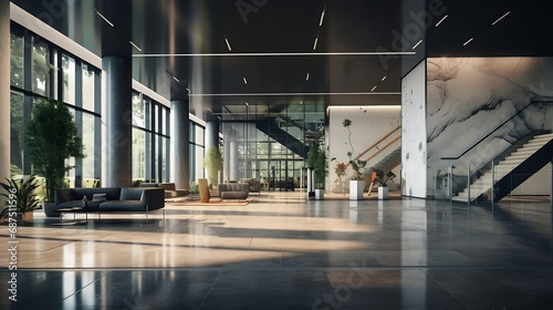 interior of modern entrance hall in modern office building   Generative AI
