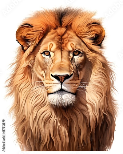 Lion Portrait on a White Background   Generative AI