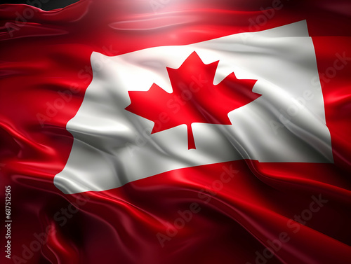 Canada national flag background, Canadian flag weaving made by silk cloth fabric, Canada background, ai generated image