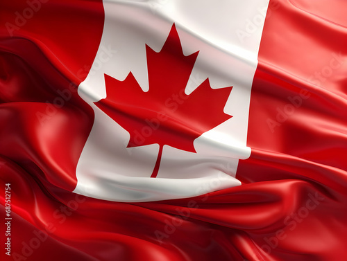 Canada national flag background, Canadian flag weaving made by silk cloth fabric, Canada background, ai generated image