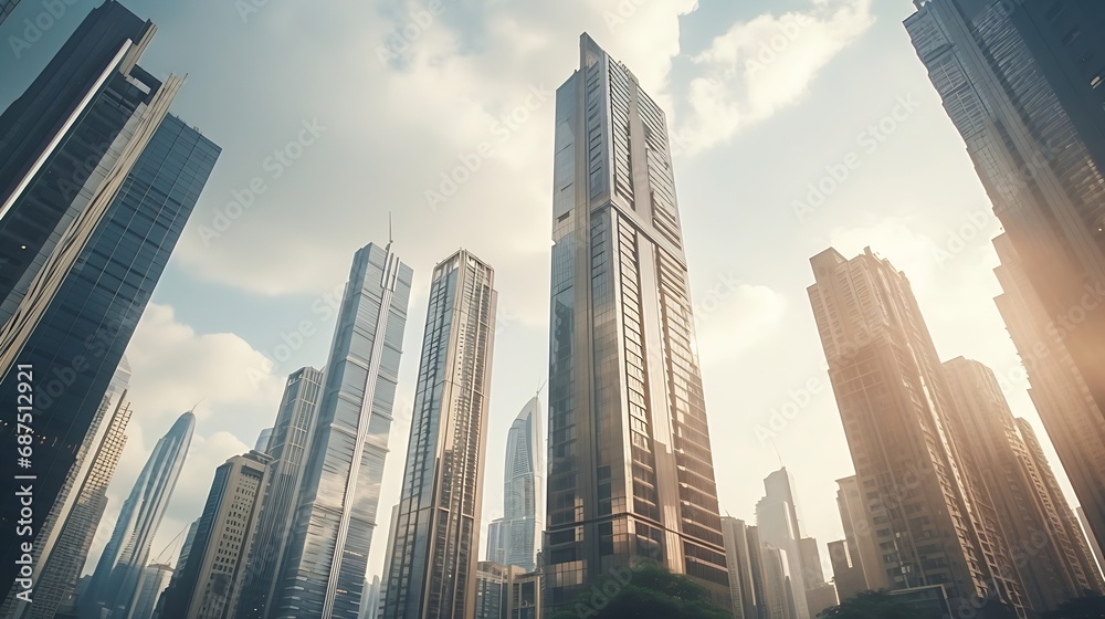 Fototapeta premium low angle view of skyscrapers in Shenzhen,China. : Generative AI