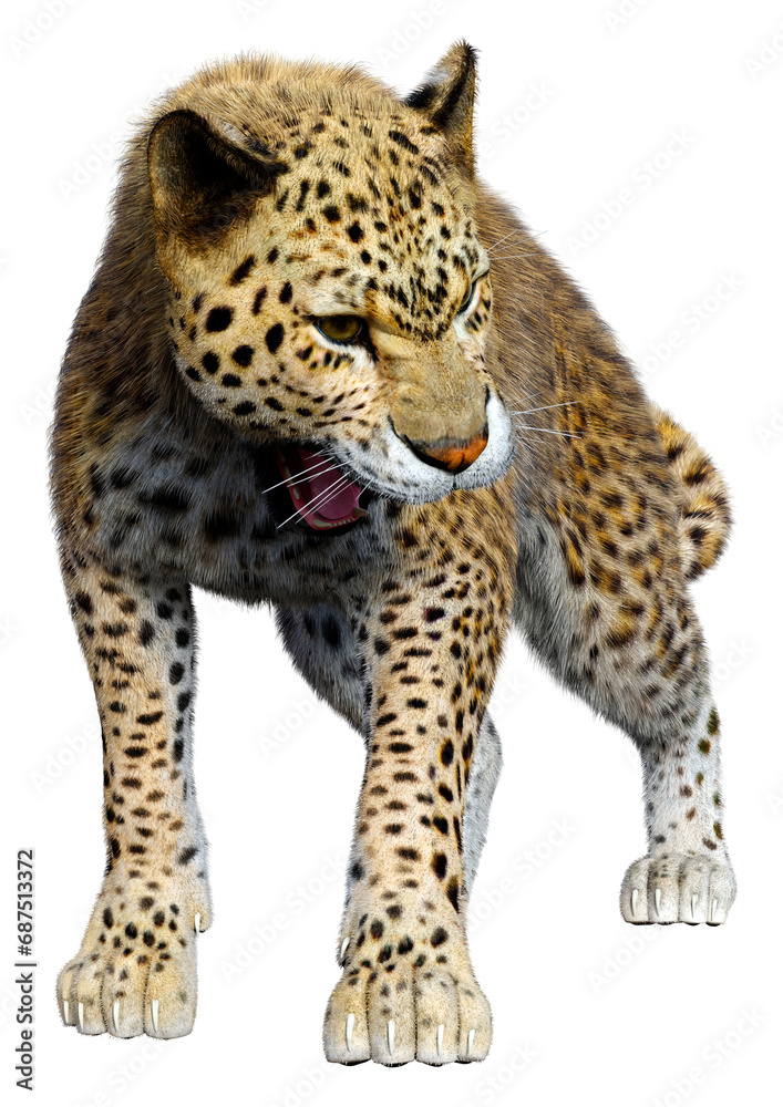 Naklejka premium 3D Rendering Big Cat Leopard on White