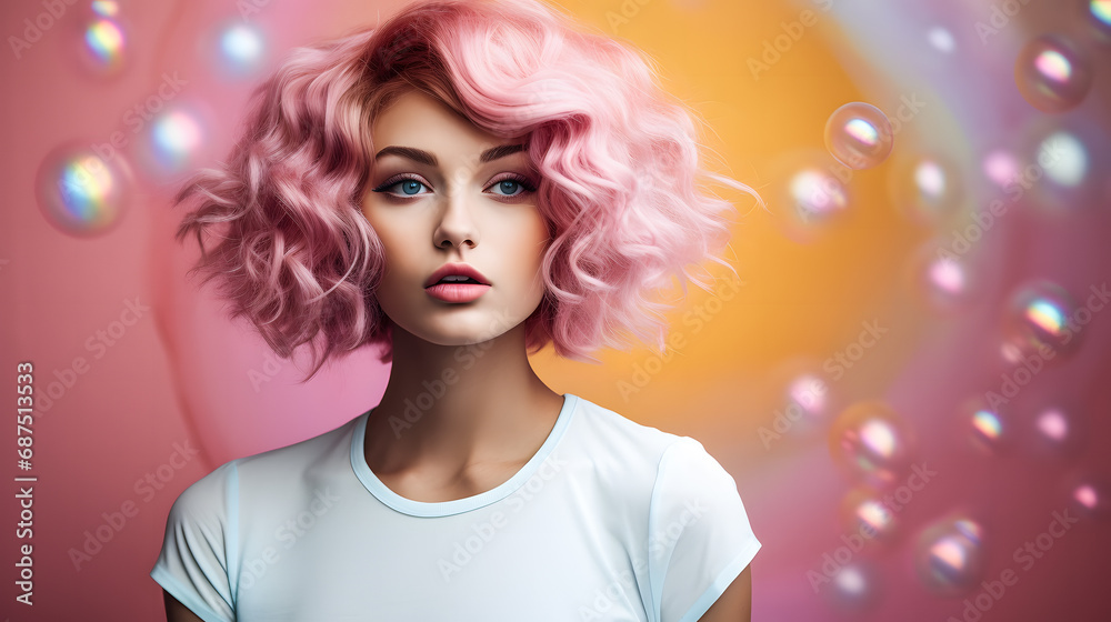Jeune fille avec les cheveux roses Jeune fille avec les cheveux roses