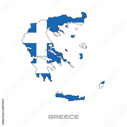 Vector illustration of the flag of Greece with black contours on a white background