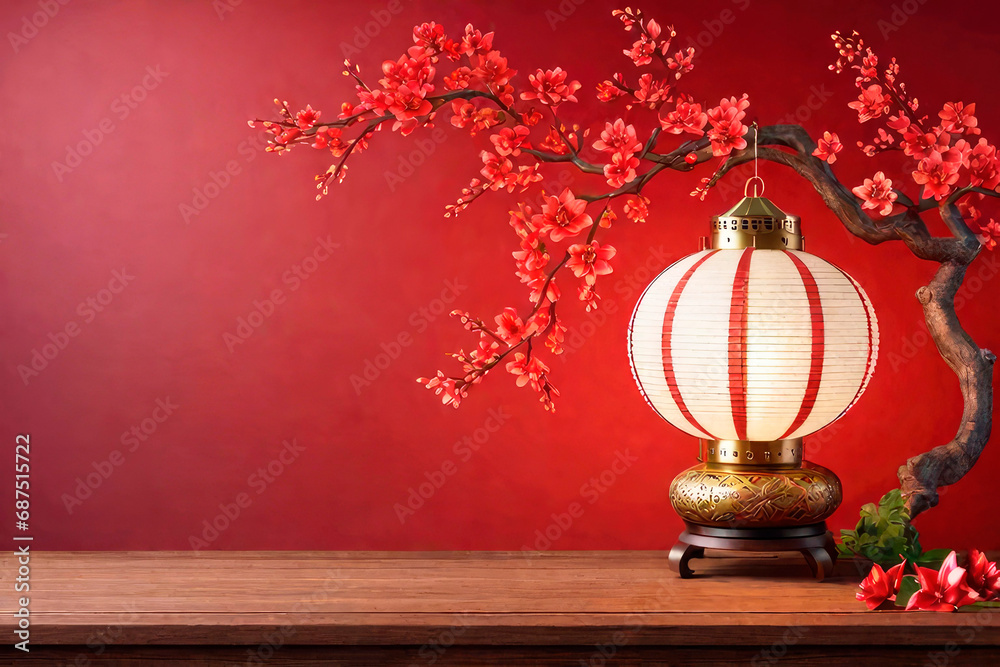 Abstract oriental background. Chinese new year card in red with hanging lanterns, greeting card template. Abstract oriental background. Chinese new year card in red with hanging lanterns, greeting card template.