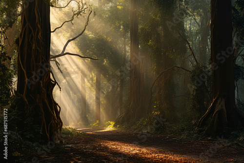 sun rays in the forest © ItziesDesign