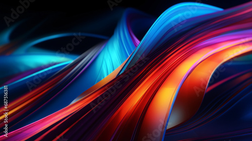 Colorful motion elements with neon led illumination. Abstract futuristic background.