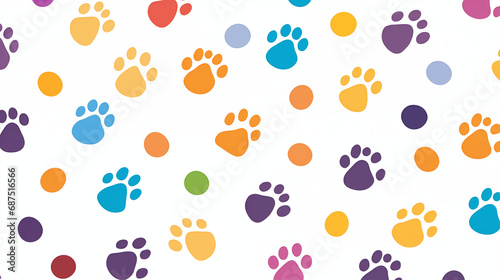 Pawfectly Adorable  Cute Dog Foot Pattern in Colorful Cartoon Style