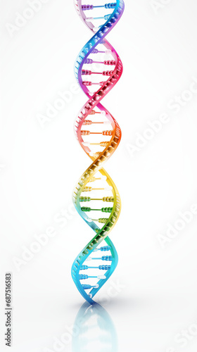 Biochemistry Marvel  Vibrant DNA Helix on White Background