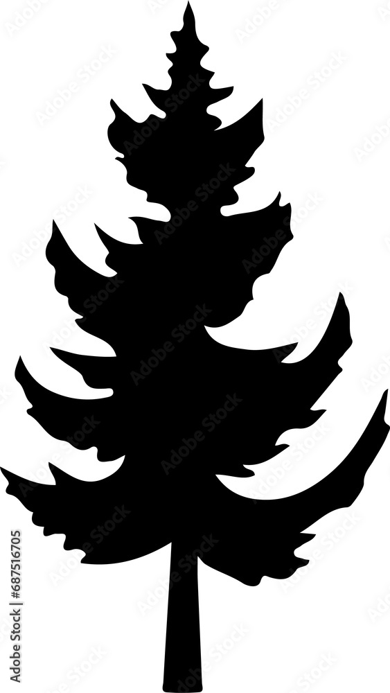 Obraz premium Christmas tree silhouette isolated on white
