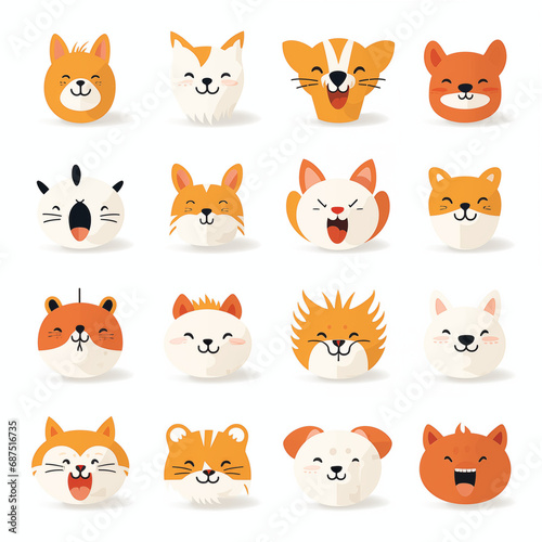 Crisp Facial Details: Minimalist and Abstract Animal World Icons