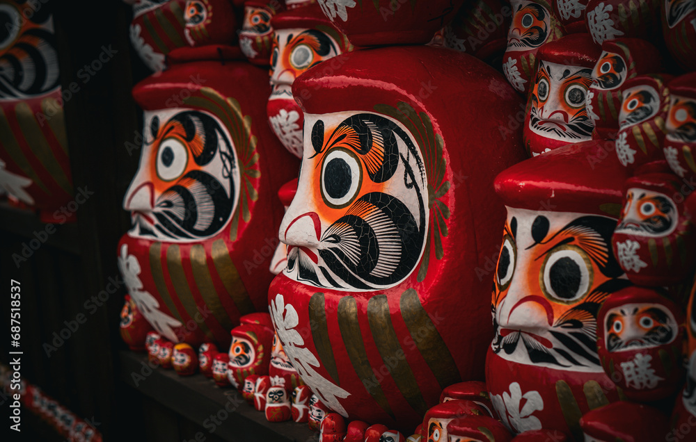 Japanese red daruma traditional doll big side face