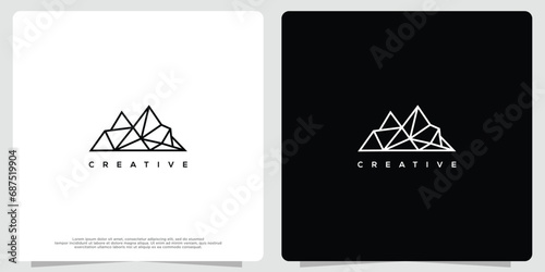 Abstract Mountain Logo Outline. mountain icon vector set for logo