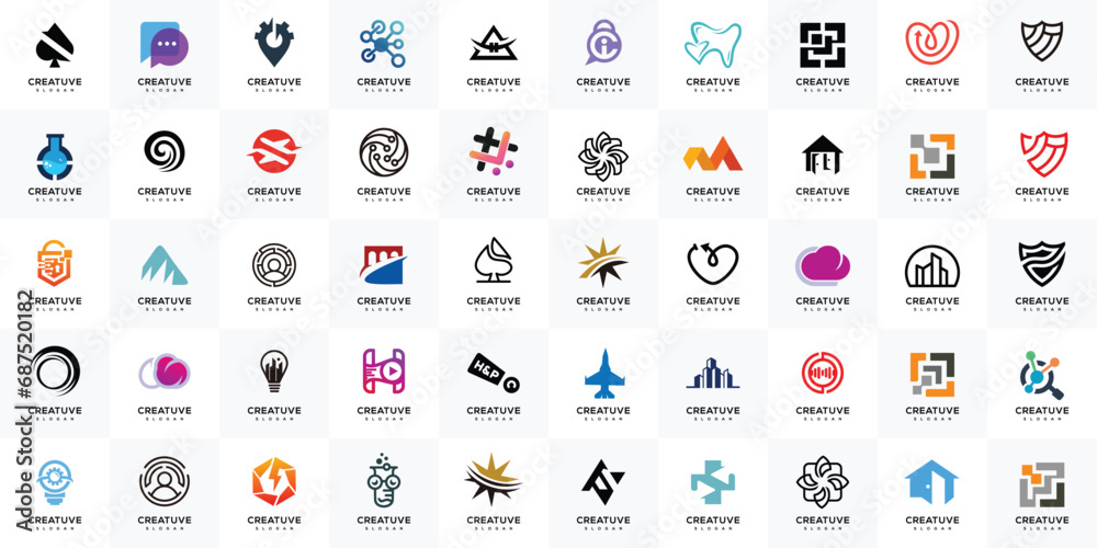 Mega collection of abstract logos. Geometric abstract design concept logo Mega collection of abstract logos. Geometric abstract design concept logo