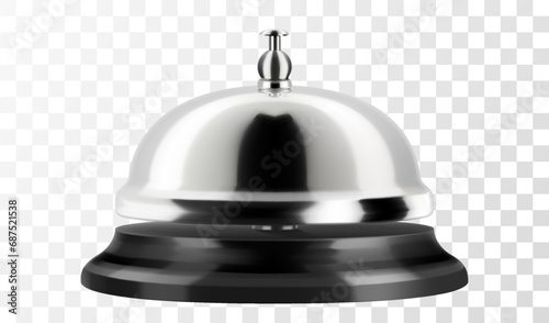 Hotel service bell silver color. Front view. Realistic 3d vector illustration isolated on white background. photo