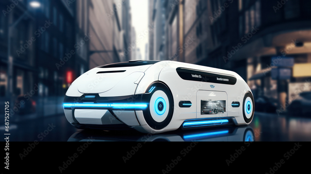 Fototapeta premium Futuristic EV Car Technology - Pioneering the Next Generation of Eco Friendly Transportation.