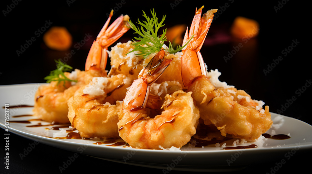 empura Battered Prawns on white plated