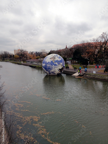 The Floating Earth on Bega River in Timisoara, 2023 European Capital of Culture