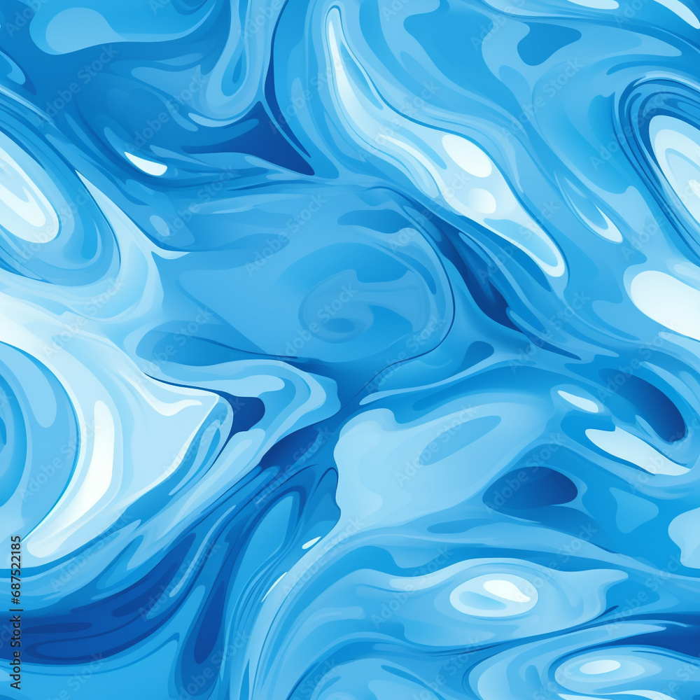 Interesting background of blue thick water-like liquid, seamless pattern, ai generative