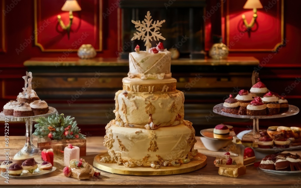 Explore the festive world of a Christmas cake bakery, where delectable holiday treats take center stage, showcasing the artistry of seasonal confections