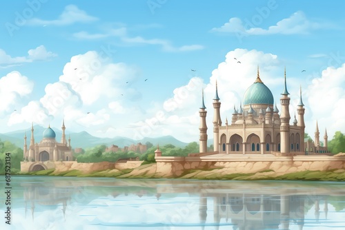 Islamic mosque illustration background.