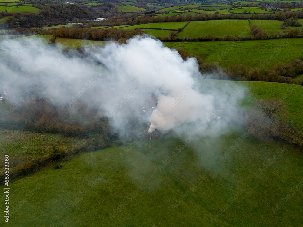 Fire in a field causing massive air pollution Fire in a field causing massive air pollution