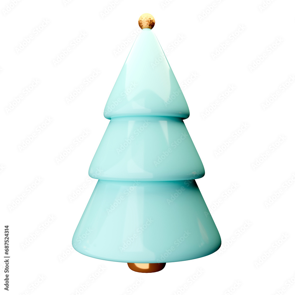 Christmas blue tree icon. Realistic render 3d object Christmas blue tree icon. Realistic render 3d object