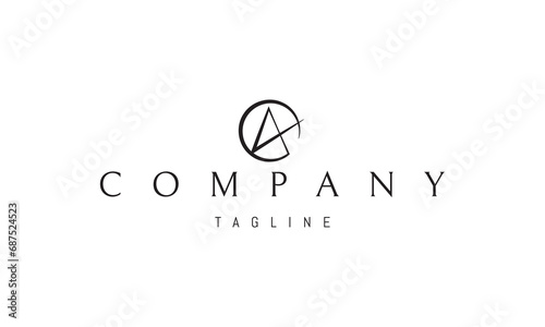 A vector logo with an abstract image of the letter a in a circle.