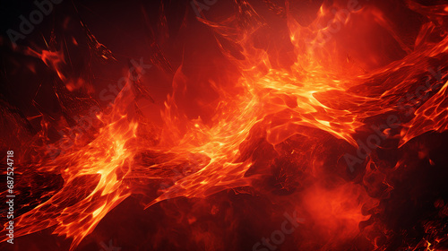 Intense Heat and Vivid Flames: Realistic Abstract of Burning Fire with Red Hot Sparks - Fiery Blaze Igniting Passion in a Vibrant Display of Combustion and Energy.