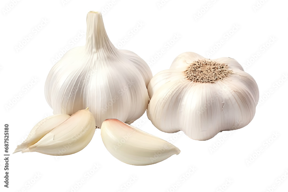 Garlic Bulb with Cloves, Isolated on Transparent White Background, Culinary Ingredient and Emblem of Healthy Eating and Natural Nutrition Garlic Bulb with Cloves, Isolated on Transparent White Background, Culinary Ingredient and Emblem of Healthy Eating and Natural Nutrition