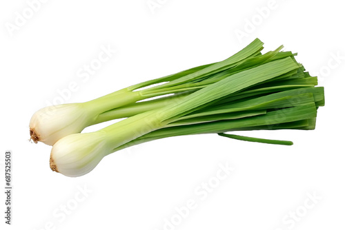 Fresh Green Leeks Isolated on Transparent White Background, Emphasizing Healthy Eating and Organic Produce in Nutritional Wellness Concept