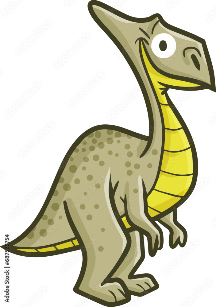 Cute and funny standing dinosaurs cartoon illustration