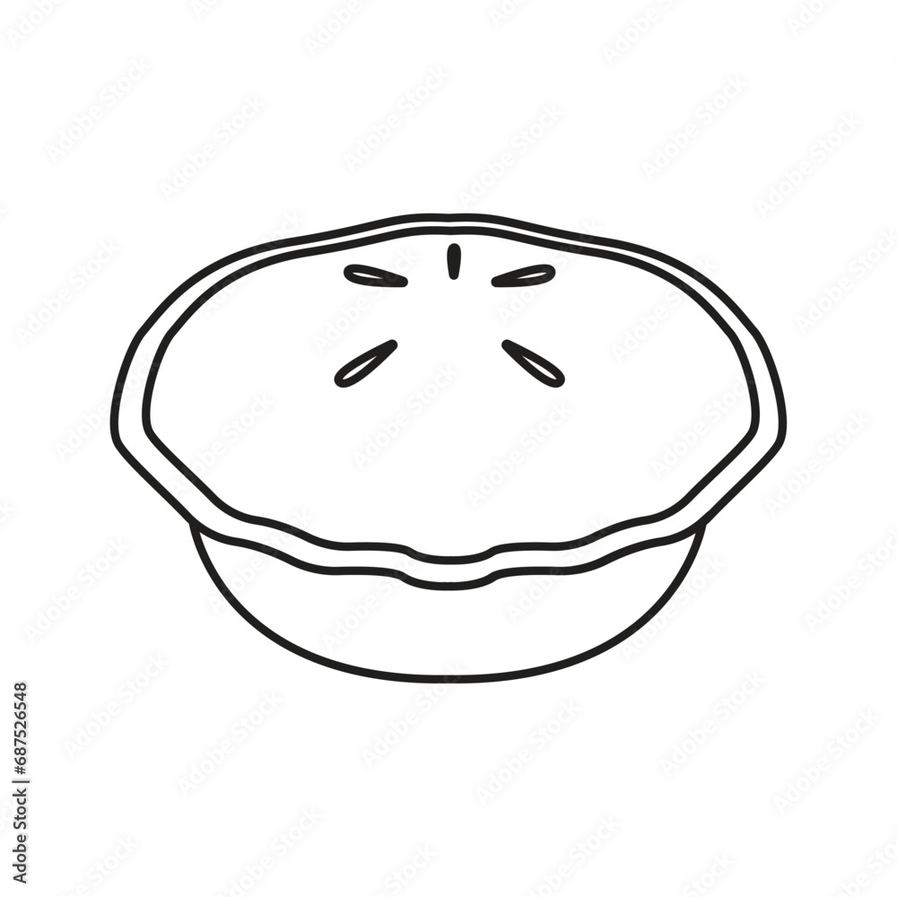 Pie line icon vector bakery Pie line icon vector bakery