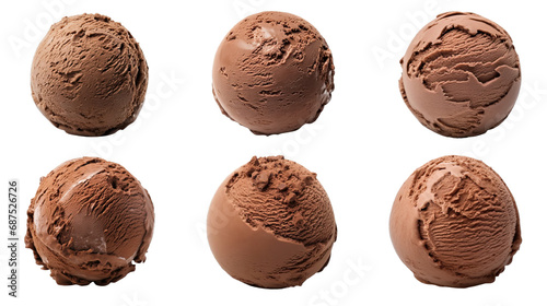 Collection of PNG. Chocolate ice cream ball isolated on a transparent background. photo